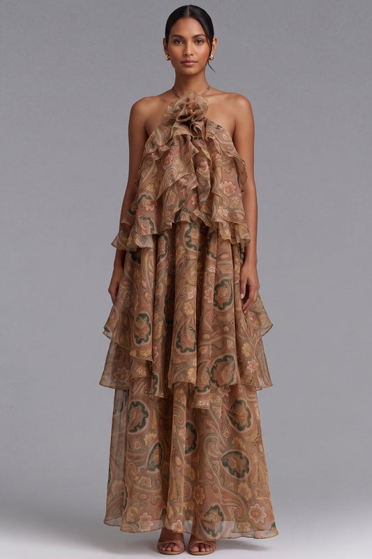 Paisley Ruffle Maxi Dress Premium Fabric - product view 2
