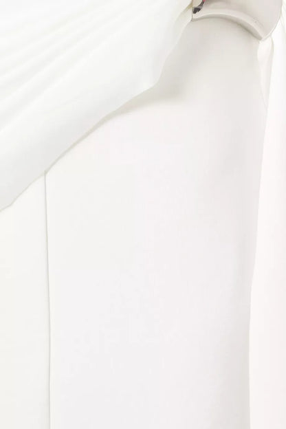 kelly Interlock pleated Knit maxi dress in white