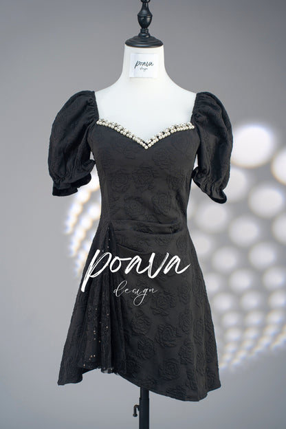 Enchanted LBD mini dress in black