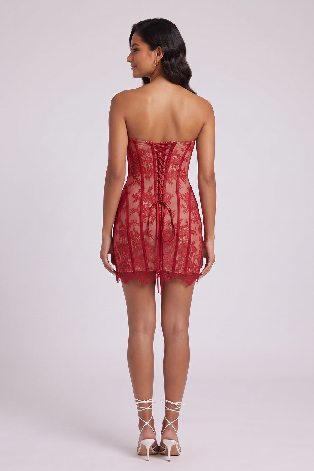red lace bodycon corset dress red lace dress - product view 5