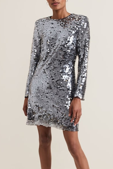 Rhia Silver Sequin Mini Dress