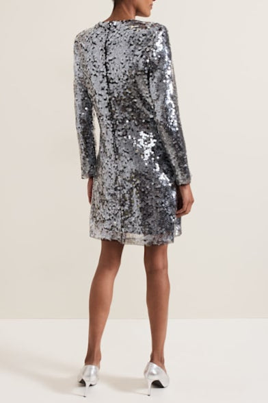 Rhia Silver Sequin Mini Dress