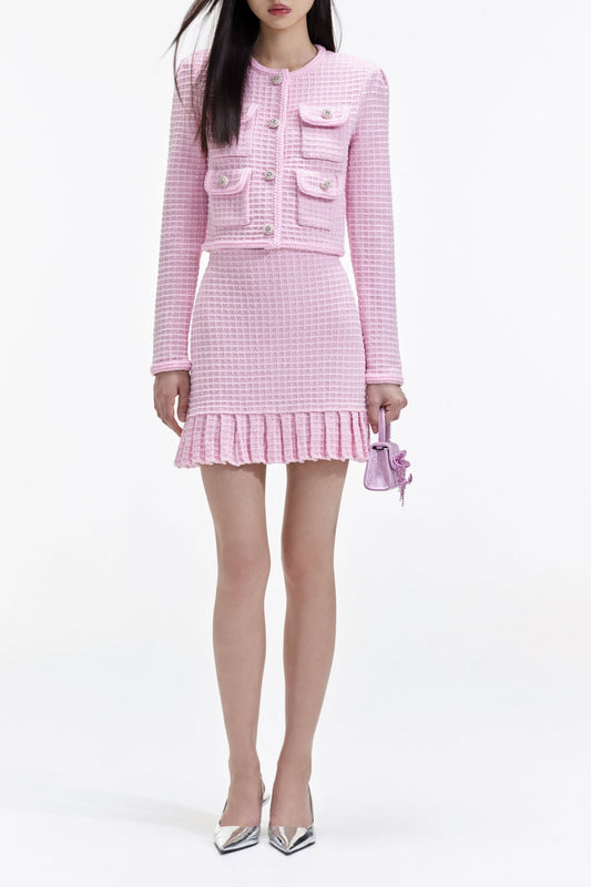 PINK SEQUIN TEXTURED KNIT JACKET
