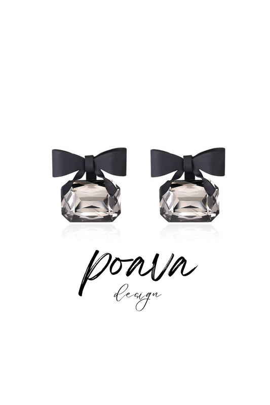 Black bow Embellished earrings