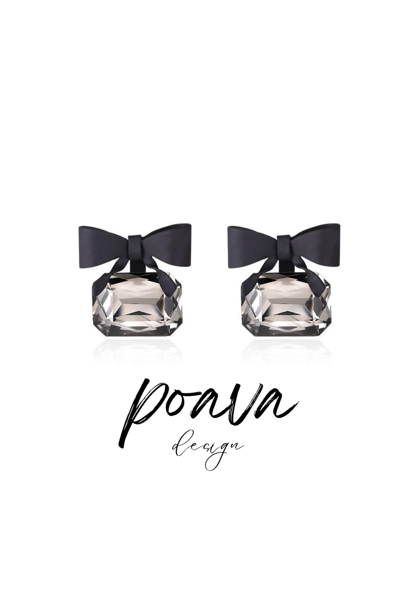 Black bow Embellished earrings