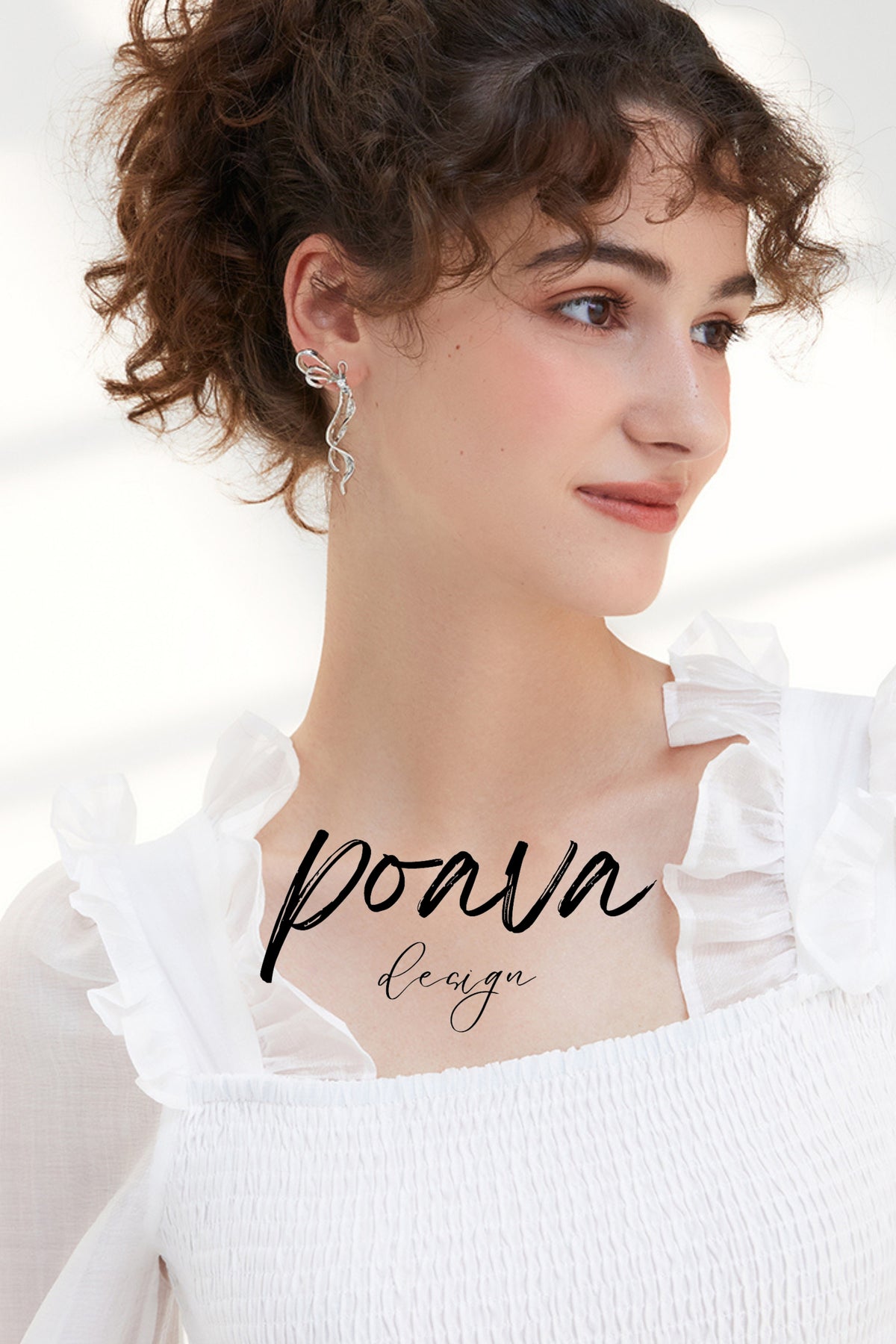 Silver bow earrings