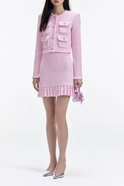 PINK SEQUIN TEXTURED KNIT JACKET