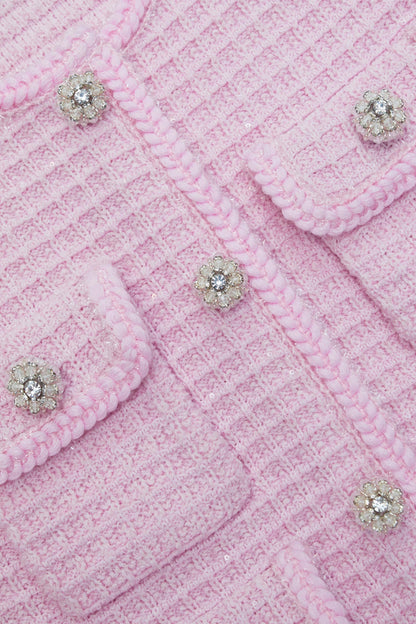 PINK SEQUIN TEXTURED KNIT JACKET