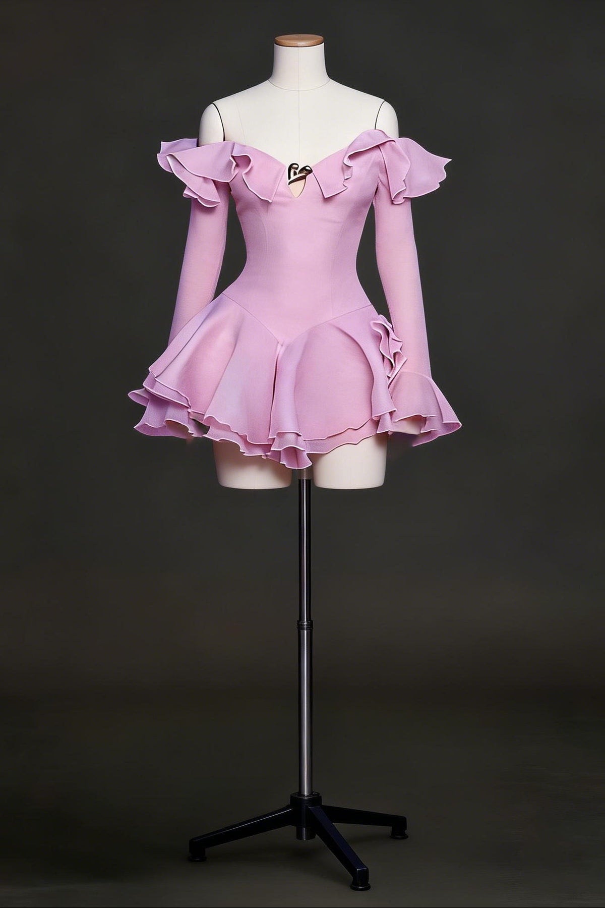 RUFFLED HALTER MINI DRESS IN PINK