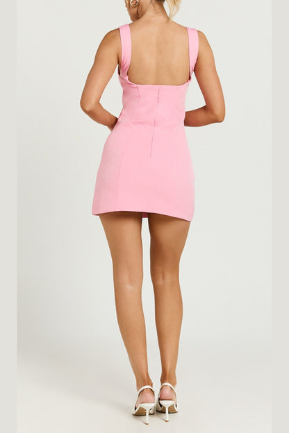 corset panel mini dress in pink