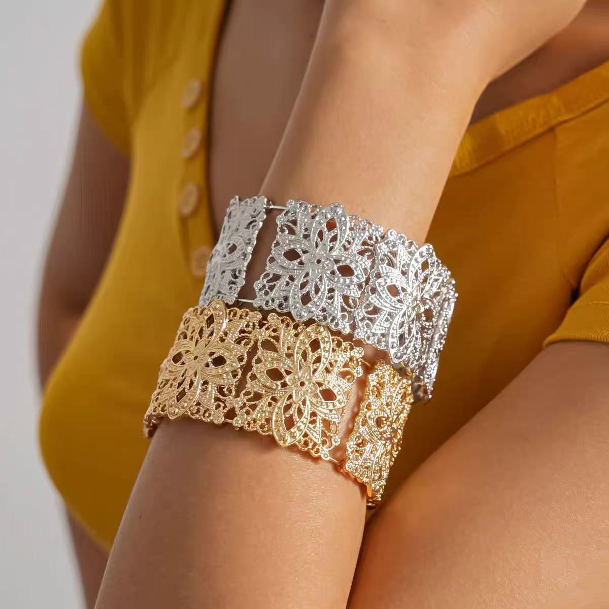 Shannon Gothic Cut Out Floral White Bracelet