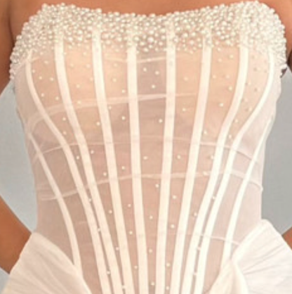 White Structured Crepe Fitted Corset Mini Dress with Draped Wrap Skirt
