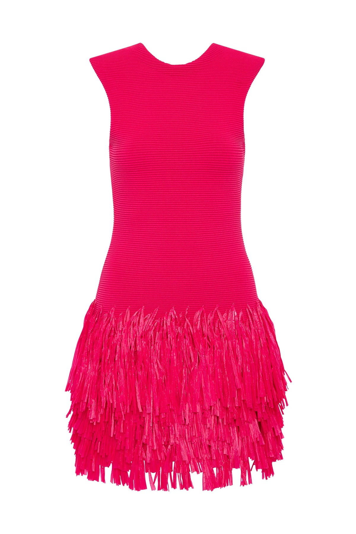 gloria sleeveless Raffia Knit Mini Dress in red