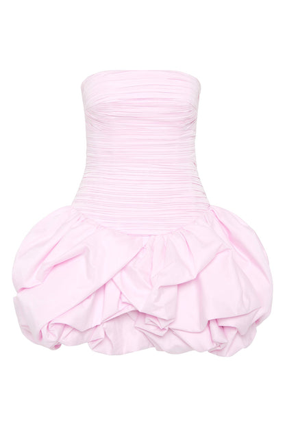 Violette Bubble Hem Mini Dress In Pastel pink
