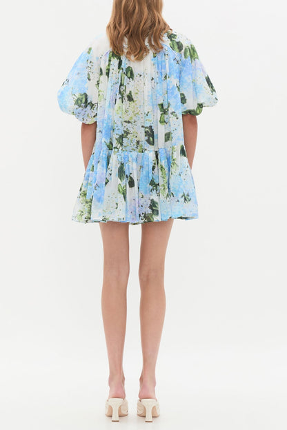 agatha floral print Mini Smock Dress in blue