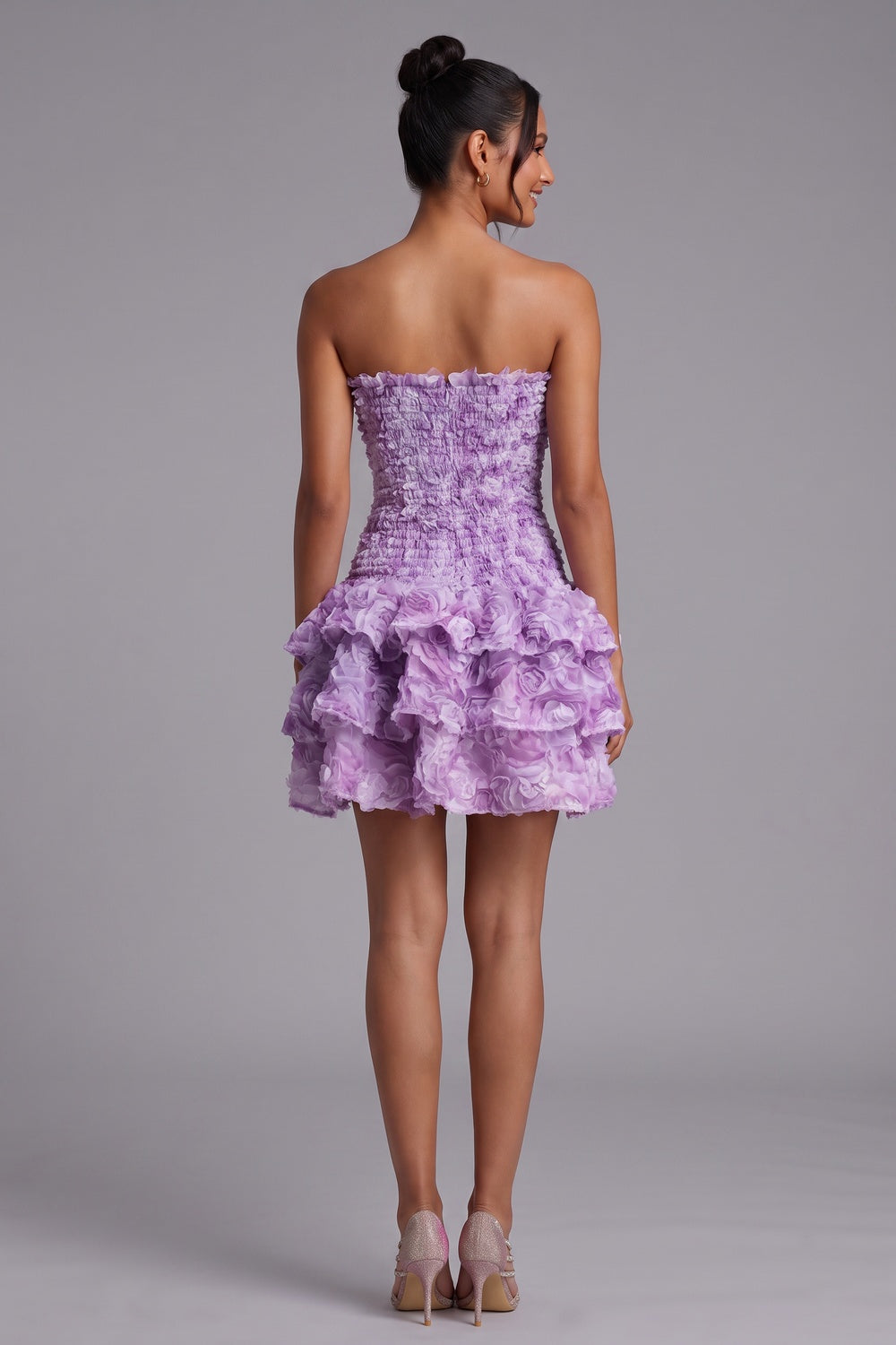 Lavender Organza Fit-and-Flare Mini Dress lavender, lilac organza dress - product view 5
