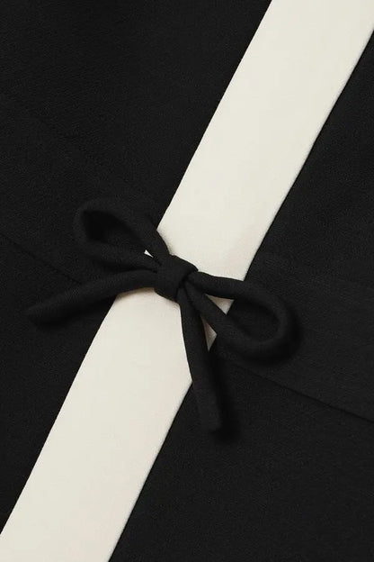 BLACK CREPE COUTURE BOW MINI DRESS
