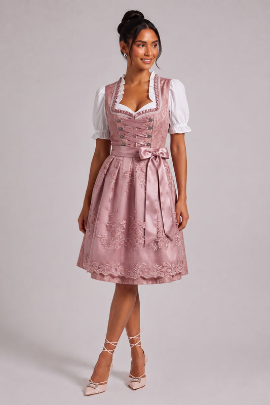 Dusty pink Jacquard/brocade Fit-and-flare Dirndl set Dusty pink Jacquard/brocade Dirndl set - product view 1