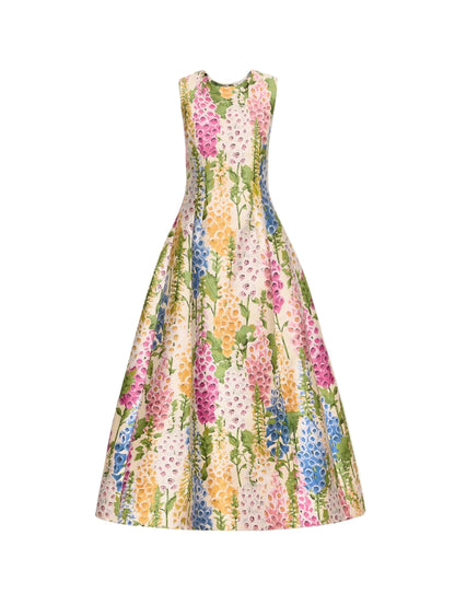 zenobia colorful print Jacquard sleeveless maxi Dress