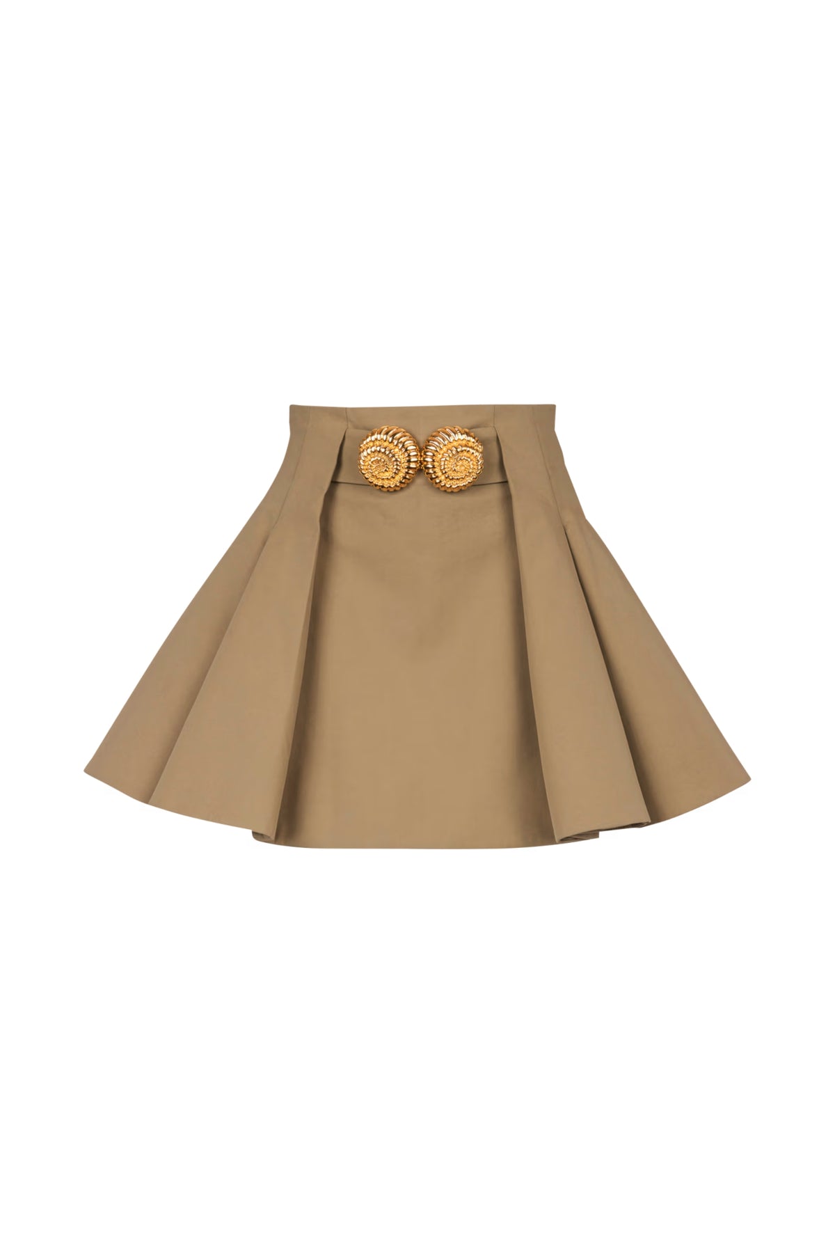 FLARED PLEATED GRAIN DE POUDRE SKIRT