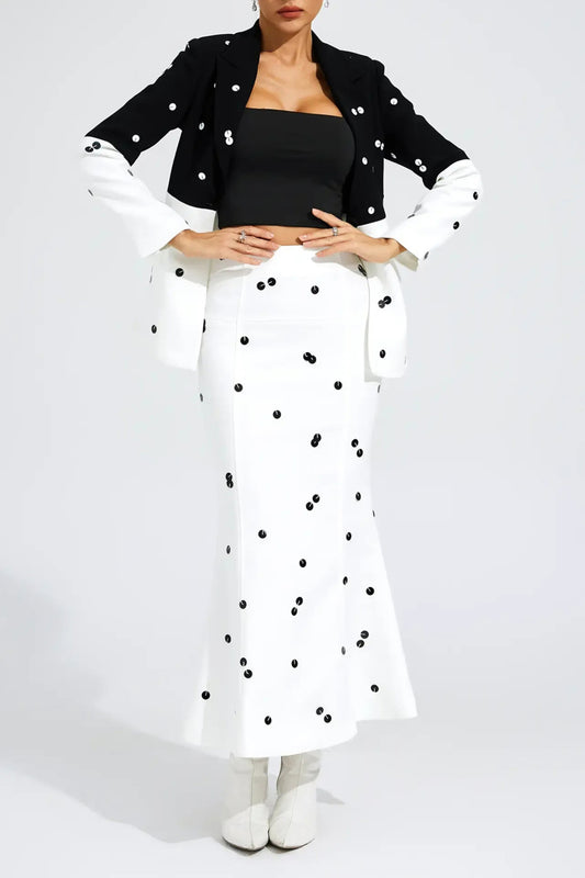 LONG SLEEVE SEQUIN TWO PIECE MIDI SET