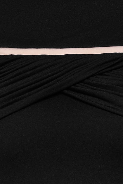 megan ruched Knit patchwork maxi dress in black