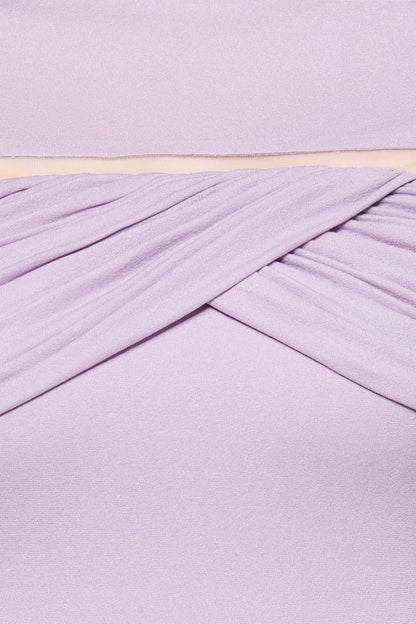 megan ruched Knit patchwork maxi dress in Purple