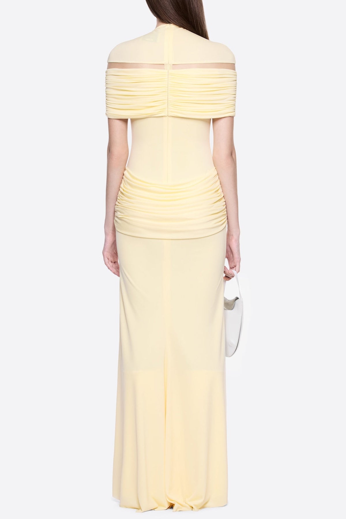 megan ruched Knit patchwork maxi dress in yellow