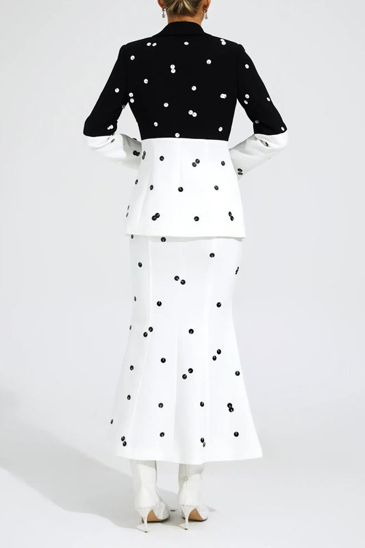 LONG SLEEVE SEQUIN TWO PIECE MIDI SET