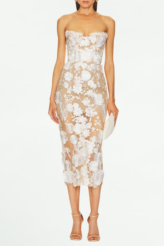 STRAPLESS JASMINE MIDI DRESS
