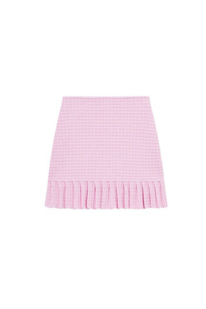PINK SEQUIN TEXTURED KNIT SKIRT