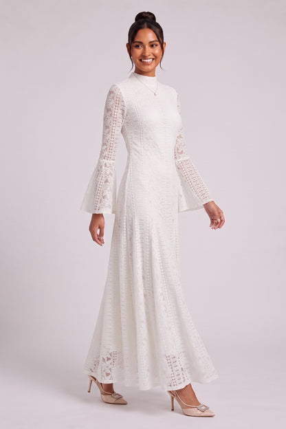 white lace a-line dress white lace dress - product view 4