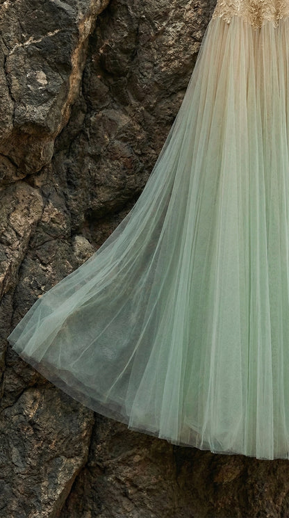 MINT OMBRE LACE MIDI DRESS
