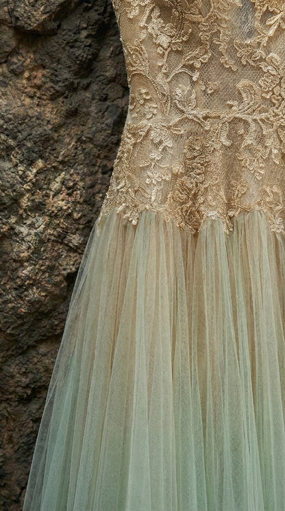 MINT OMBRE LACE MIDI DRESS
