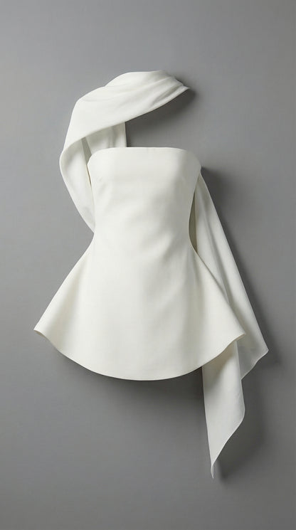 Calwa Scarf Strapless Flare Mini Dress