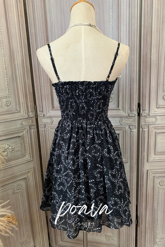 Flower midi dress in black