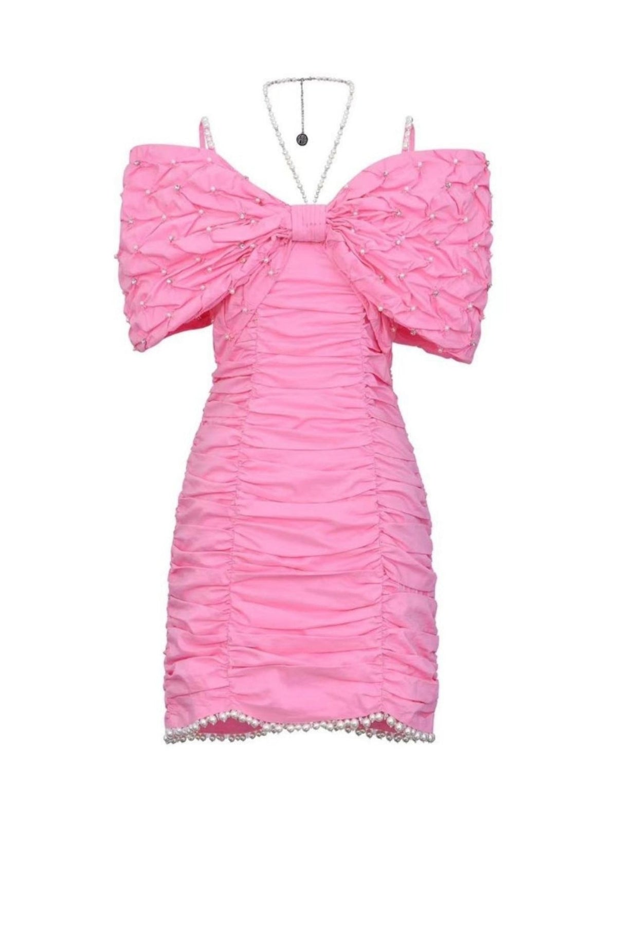 PEARL BOWKNOT MINI DRESS