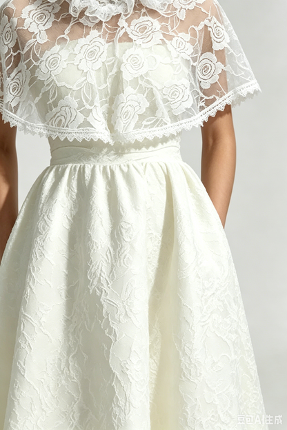 Elegant Cape Saoirse Midi Dress - Ivory