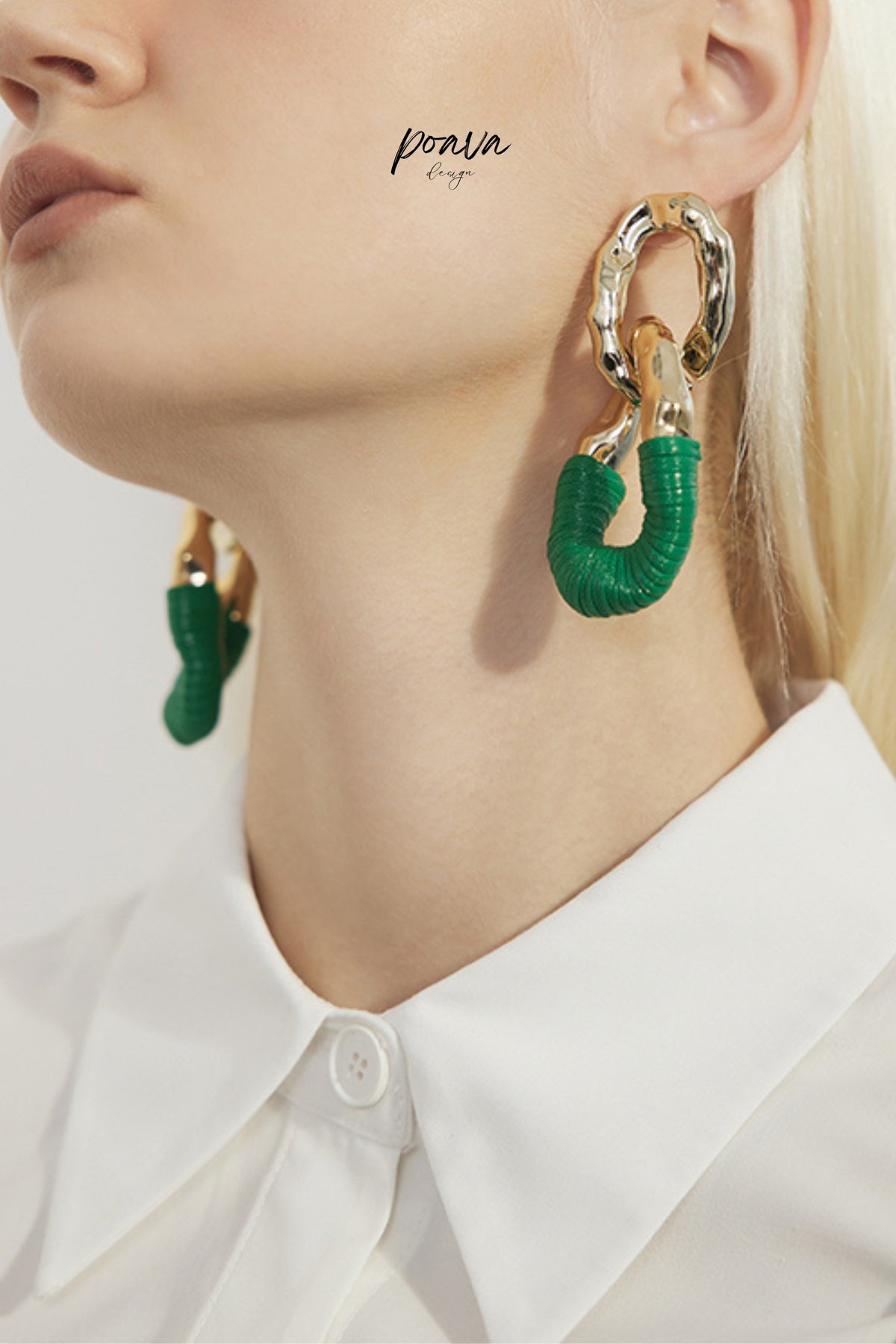 Green Circle Drop Earrings