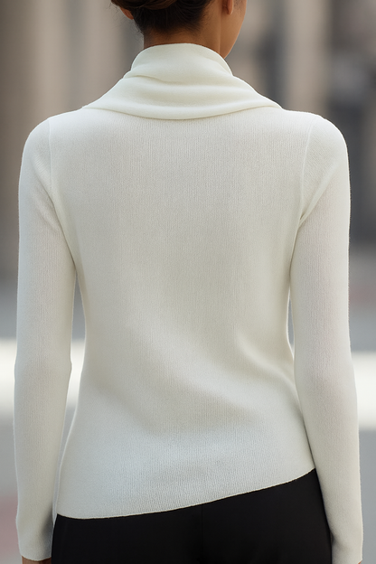Draped Cowl Neck Long-Sleeve Top
