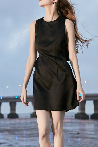 bow mini dress in black
