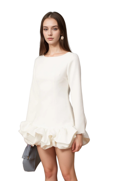 Elodie bubble-skirt mini dress in White