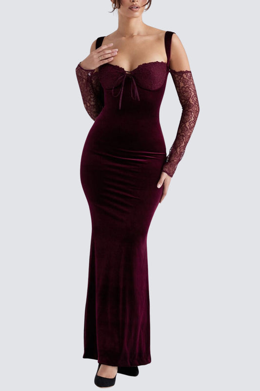 BLACK CHERRY VELVET MAXI DRESS