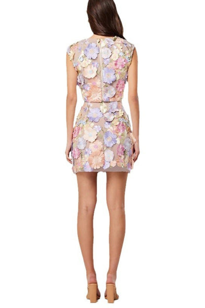 FLORAL CROP TOP SKIRT SET IN 3D LACE