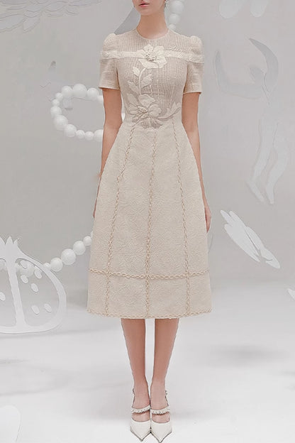 Floral Midi Dress In White
