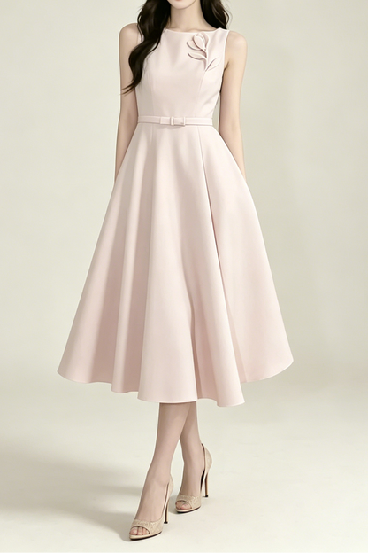 Blush 3D Floral Sleeveless Midi Formal Dress