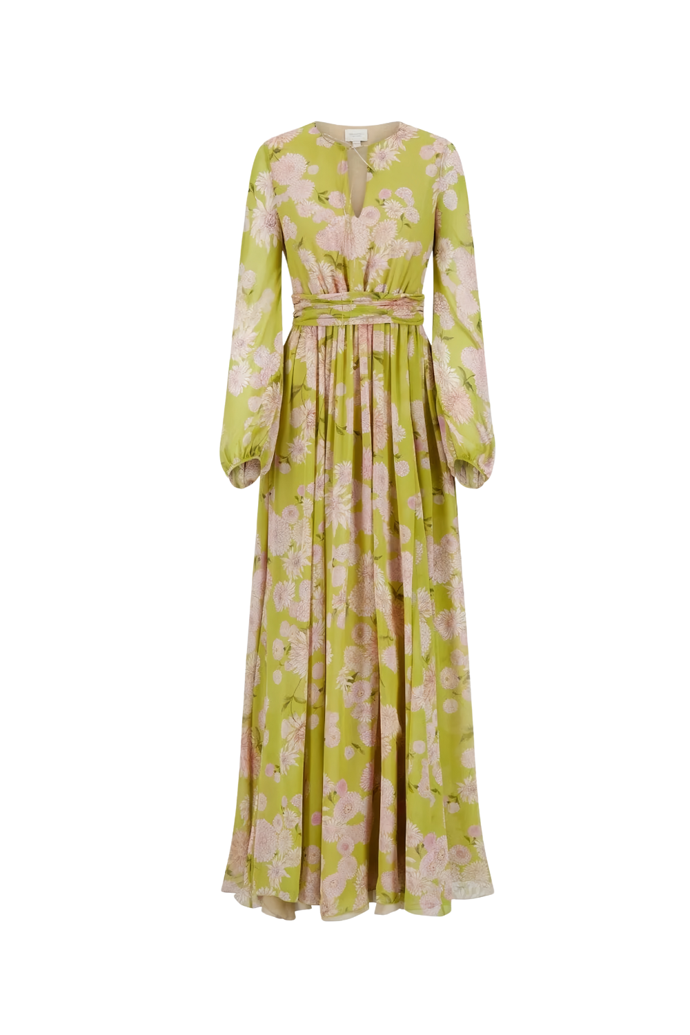 selena floral lace up puff sleeve maxi dress