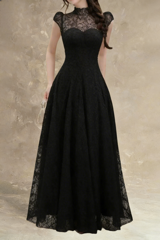 lace sequin A line midi dress