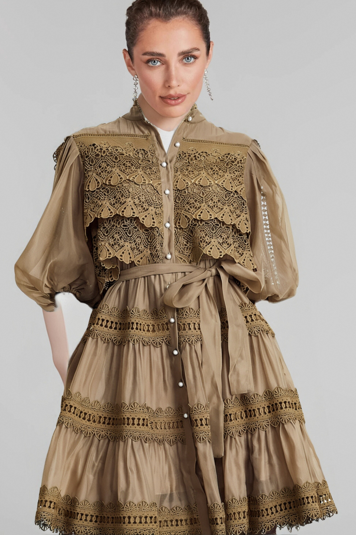 Inès lace cut-out layered mini dress