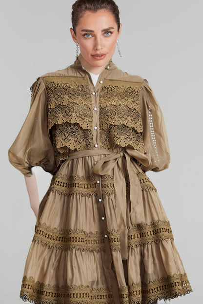 Inès lace cut-out layered mini dress